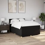 vidaXL Sommier à lattes de lit avec matelas Noir 140x200 cm Tissu