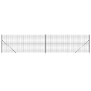 vidaXL Clôture en treillis métallique et ancrage anthracite 2x10 m