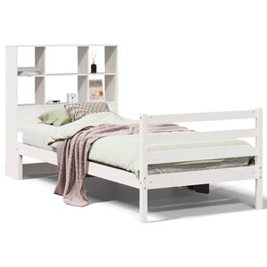 vidaXL Lit bibliothèque sans matelas blanc 90x200cm bois de pin massif