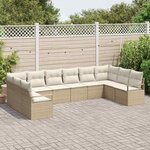 vidaXL Ensemble de canapé de jardin 10 Pièces Beige et blanc polyrotin