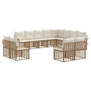 vidaXL Ensemble de canapés d'extérieur 12 Pièces Blanc Naturel et Crème