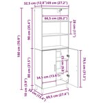 vidaXL Haut Armoire Chêne noir 69 5 x 34 x 180 cm Bois d'ingénierie