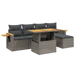 vidaXL Salon de jardin 6 Pièces avec coussins gris résine tressée