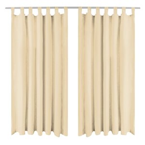 vidaXL Rideau occultant avec boucles 2 Pièces 140 x 175 cm Beige