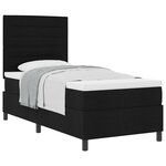 vidaXL Lit à ressort avec matelas noir 100x200 cm tissu