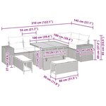 vidaXL Ensemble de canapé de jardin avec coussin 9 Pièces Gris polyrotin