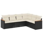 vidaXL Salon de jardin 6 Pièces avec coussins noir résine tressée
