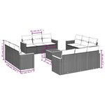vidaXL Salon de jardin avec coussins 13 Pièces noir résine tressée