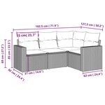 vidaXL Salon de jardin 4 Pièces avec coussins gris clair résine tressée