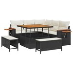 vidaXL Ensemble de canapé de jardin avec coussin 8 Pièces Noir Poly rotin