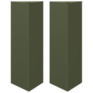 vidaXL Jardinières 2 Pièces vert olive triangulaire 30x26x75 cm acier