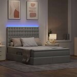 vidaXL Lit avec rangement et LED Gris clair 140 x 190 cm Polyester