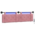 vidaXL Tête de lit suspendue Avec lumière LED Rose Velours