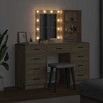 vidaXL Table de Toilette avec tiroir 3 Pièces Marron Bois d'ingénierie