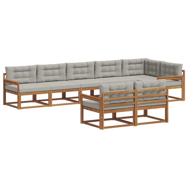 vidaXL Ensemble de canapés d'extérieur 8 pc Naturel et gris clair