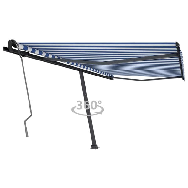 vidaXL Auvent manuel rétractable sur pied 400x350 cm Bleu/Blanc