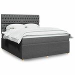 vidaXL Sommier à lattes de lit avec matelas Gris foncé 180x200cm Tissu