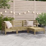 vidaXL Canapé de jardin 3 places avec repose-pieds bois pin imprégné