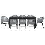 vidaXL Set de jardin 9 pièces Gris Rotin Poly
