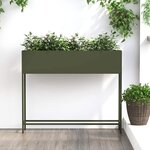 vidaXL Bac de jardin surélevé Vert olive 100 x 26 x 82 cm Acier