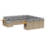 vidaXL Salon de jardin 11 Pièces avec coussins beige résine tressée