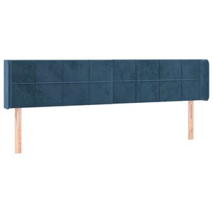 vidaXL Tête de lit avec oreilles Bleu foncé 163x16x78/88 cm Velours
