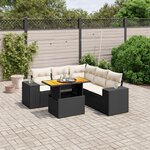 vidaXL Salon de jardin 6 Pièces avec coussins noir résine tressée
