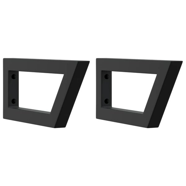 vidaXL Supports d'étagères pour lavabo 2 Pièces noir trapèze acier