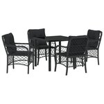 vidaXL Set de repas de jardin 5 pièces avec coussins en rattan poly noir