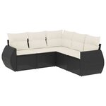 vidaXL Salon de jardin 5 Pièces avec coussins noir résine tressée