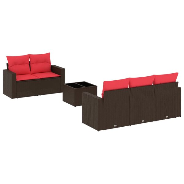 vidaXL Salon de jardin 6 Pièces avec coussins marron résine tressée