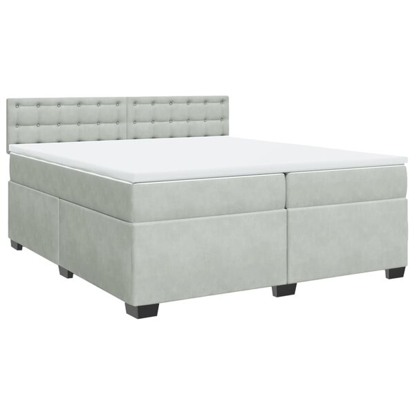 vidaXL Sommier à lattes de lit et matelas Gris clair 200x200cm Velours