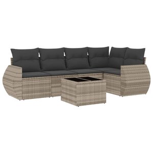vidaXL Salon de jardin 6 Pièces avec coussins gris clair résine tressée