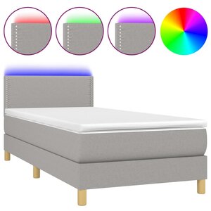 vidaXL Sommier à lattes de lit avec matelas et LED Gris clair 90x200cm
