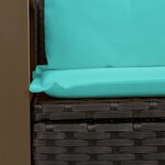 vidaXL Canapé de jardin avec coussins 2 places en résine tressée noire