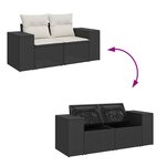 vidaXL Salon de jardin 5 Pièces avec coussins noir résine tressée acacia