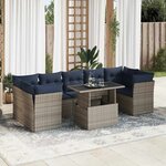 vidaXL Salon de jardin avec coussins 8 Pièces gris résine tressée acacia