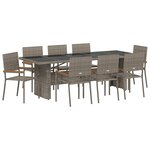 vidaXL Ensemble de salle à manger pour jardin 9 Pièces Gris Poly rotin