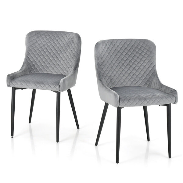 Lot de 2 chaises de salle à manger 60 x 52 x 80 cm confort rembourré design épuré en velours gris 20_0019430