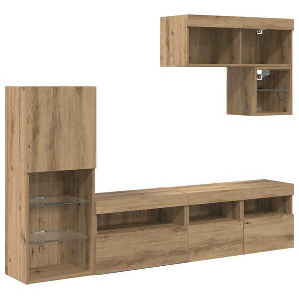 vidaXL Meubles TV muraux 6 Pièces Chêne artisanal Bois d'ingénierie