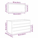 Cabinet de lavabo vidaXL avec miroir Chêne noir 90x45x1 5 cm Bois d'ingénierie