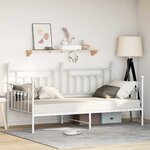 vidaXL Cadre de lit de jour avec tête de lit Blanc 90 x 200 cm Acier