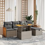 vidaXL Salon de jardin 6 Pièces avec coussins gris résine tressée