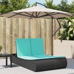 vidaXL Chaise longue double avec coussins noir résine tressée