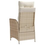 vidaXL Chaise inclinable de jardin et repose-pied beige résine tressée