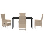 vidaXL Ensemble de salle à manger de jardin 5 pièces avec coussins beige en rattan poly