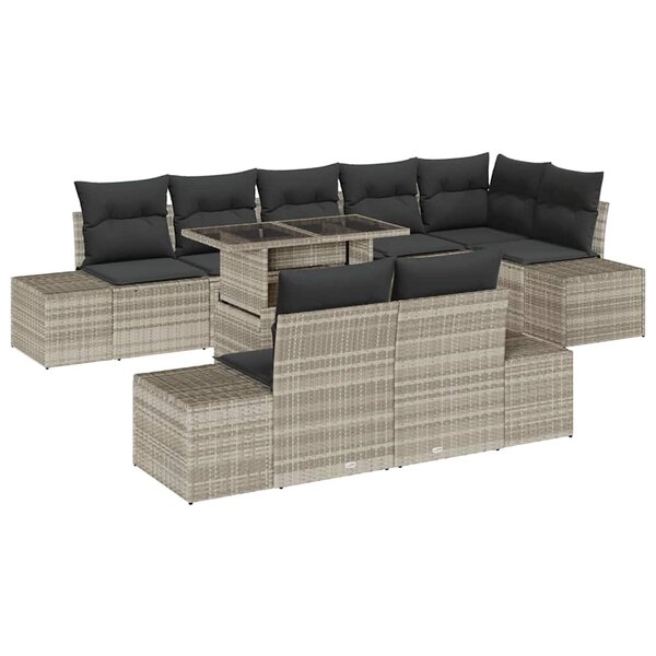 vidaXL Ensemble de canapé de jardin 9 Pièces Gris clair Poly rotin