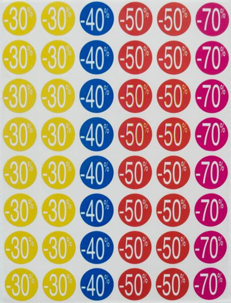 P5F 240 Étiquettes Remises Ass -30/-70  D24mm