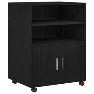 vidaXL Armoire avec étagère avec roue Chêne noir 60 x 48 x 74 5 cm