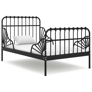 vidaXL Cadre de lit extensible sans matelas Noir Métal 80x130/200 cm